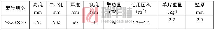 鋼制暖氣片性能技術參數 